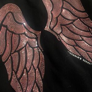 Victoria's Secret Black zip hoodiewith Pink Sequin Wings